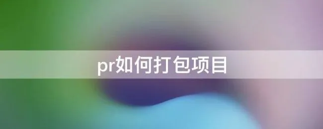 pr如何打包项目 pr怎么打包项目